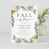 'Herfst in liefde' White Pumpkin-Vrijgezellenfeest Kaart (Staand voorkant)