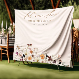 Herfst in Liefde Wildbloemen Bruiloft Foto Achterg Wandkleed