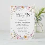 Herfst in liefde wilde bloemen bruids doucheuitnod kaart (Staand voorkant)