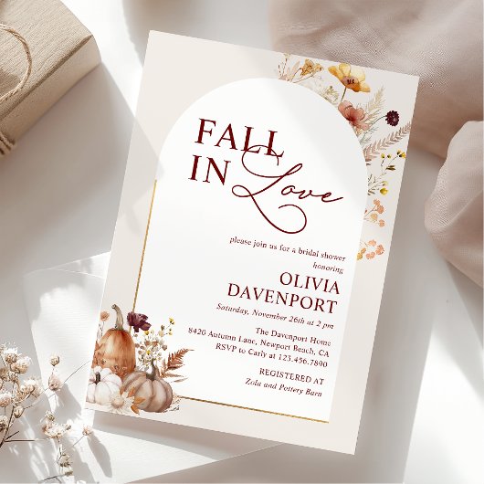 Herfst in Liefde Wildflower Pumpkin Arch Vrijgezel Kaart