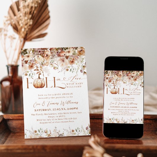 Herfst in liefde Wildflower Rustiek Baby shower Kaart