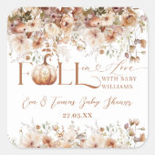 Herfst in liefde Wildflower Rustiek Baby shower Vierkante Sticker (Voorkant)