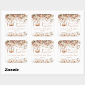 Herfst in liefde Wildflower Rustiek Baby shower Vierkante Sticker (Vel)