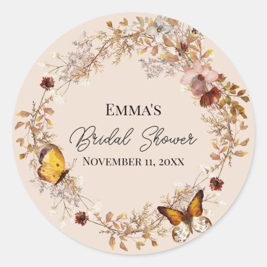 Herfst in Liefde Wildflower Vrijgezellenfeest Stic Ronde Sticker (Voorkant)