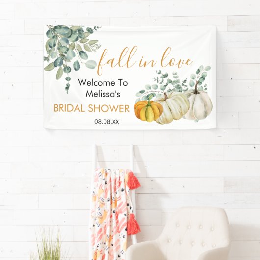 herfst in liefde wit pompoen groen vrijgezellenfee spandoek (Insitu)