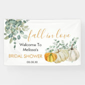 herfst in liefde wit pompoen groen vrijgezellenfee spandoek (Horizontaal)