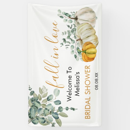 herfst in liefde wit pompoen groen vrijgezellenfee spandoek (Verticaal)