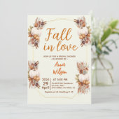 herfst in liefde wit pompoen pampas vrijgezellenfe kaart (Staand voorkant)