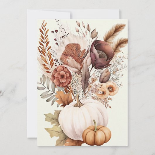 herfst in liefde wit pompoen pampas vrijgezellenfe kaart (Achterkant)