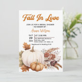 herfst in liefde wit pompoen pampas vrijgezellenfe kaart (Staand voorkant)