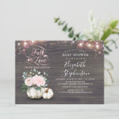 Herfst in Liefde Wit Pompoen Rustiek Baby shower I Kaart (Staand voorkant)