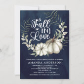 Herfst in Liefde Wit Pompoen Sage Navy Vrijgezelle Kaart (Voorkant)