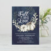 Herfst in Liefde Wit Pompoen Sage Navy Vrijgezelle Kaart (Staand voorkant)