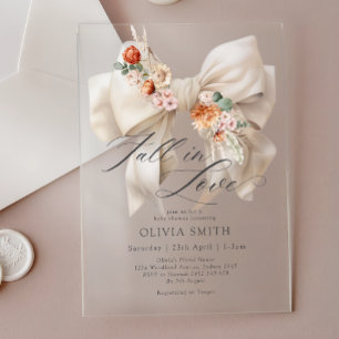 Herfst in Liefde Witte Boog Bloemen Baby shower Acryl Uitnodigingen