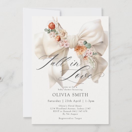 Herfst in Liefde Witte Boog Bloemen Baby shower Kaart (Voorkant)