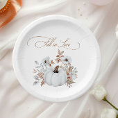 Herfst in Liefde Witte Pompoen Papieren Bordje