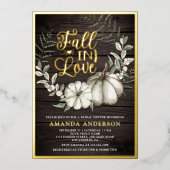 Herfst in Liefde Witte Pompoen Sage Wood Vrijgezel Folie Uitnodiging (Voorkant)