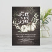 Herfst in Liefde Witte Pompoen Sage Wood Vrijgezel Kaart (Staand voorkant)