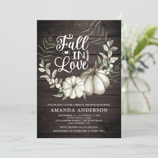 Herfst in Liefde Witte Pompoen Sage Wood Vrijgezel Kaart (Staand voorkant)