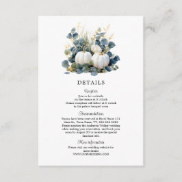 Herfst in liefde Witte pompoenen en eucalyptus det Informatiekaartje