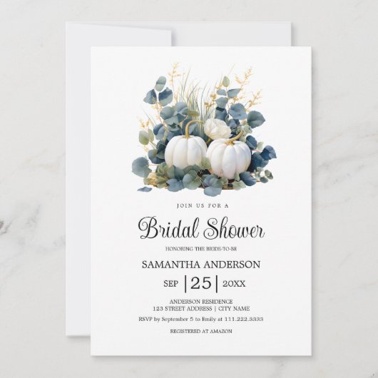 Herfst in liefde Witte pompoenen herfst Vrijgezell Kaart (Voorkant)