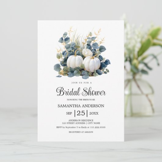 Herfst in liefde Witte pompoenen herfst Vrijgezell Kaart (Staand voorkant)