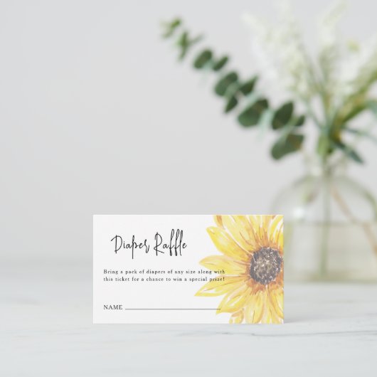 Herfst in Liefde Zonnebloem Baby shower Luier Raff Informatiekaartje (Staand voorkant)