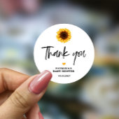 Herfst in Liefde Zonnebloem Baby shower Ronde Sticker