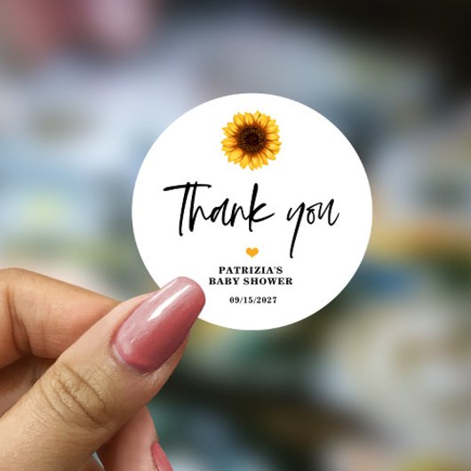 Herfst in Liefde Zonnebloem Baby shower Ronde Sticker