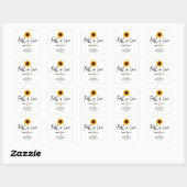 Herfst in Liefde Zonnebloem Baby shower Vierkante Sticker (Vel)