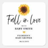 Herfst in Liefde Zonnebloem Baby shower Vierkante Sticker (Voorkant)