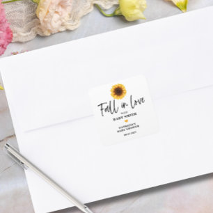 Herfst in Liefde Zonnebloem Baby shower Vierkante Sticker
