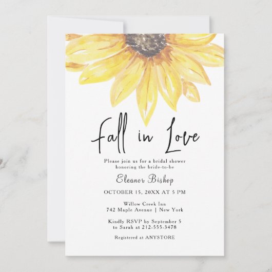 Herfst in Liefde Zonnebloem Elegant Baby shower Kaart (Voorkant)