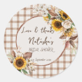 Herfst in liefde zonnebloem land vrijgezellenfeest ronde sticker (Voorkant)