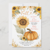 Herfst in Liefde Zonnebloem Pompoen Baby shower Kaart (Voorkant)