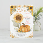 Herfst in Liefde Zonnebloem Pompoen Baby shower Kaart (Staand voorkant)