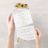 Herfst in Liefde Zonnebloem Pompoen bruiloft All In One Uitnodiging (Afscheurbaar)