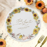 Herfst in Liefde Zonnebloem Pompoen bruiloft Papieren Bordje<br><div class="desc">Creëer is een elegante en tijdloze herfst-thema trouwsuite die moeiteloos weerspiegelt uw stijl met persoonlijke gegevens.</div>