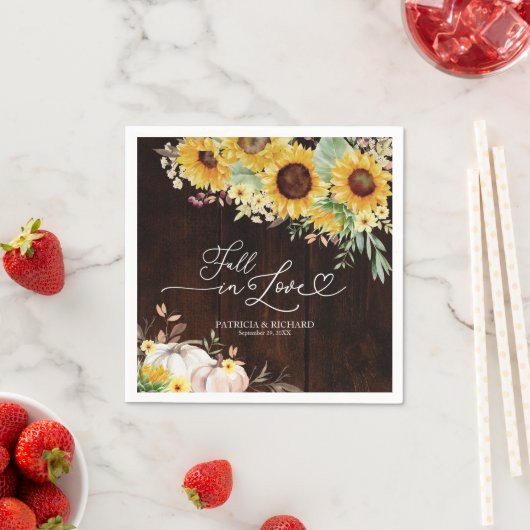 Herfst in Liefde Zonnebloem Pompoen bruiloft Servet (Insitu)