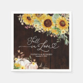 Herfst in Liefde Zonnebloem Pompoen bruiloft Servet (Voorkant)