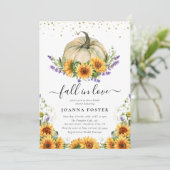 Herfst in Liefde 'Zonnebloem Pompoen Herfst Vrijge Kaart (Staand voorkant)