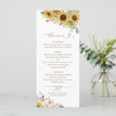 Herfst in Liefde Zonnebloem Pompoen Trouwmenu Kaar Menu (Staand voorkant)
