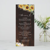 Herfst in Liefde Zonnebloem Pompoen Trouwmenu Kaar Menu (Staand voorkant)