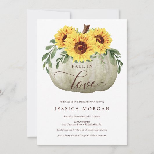 Herfst in Liefde Zonnebloemen Bruids Douche Uitnod Kaart (Voorkant)