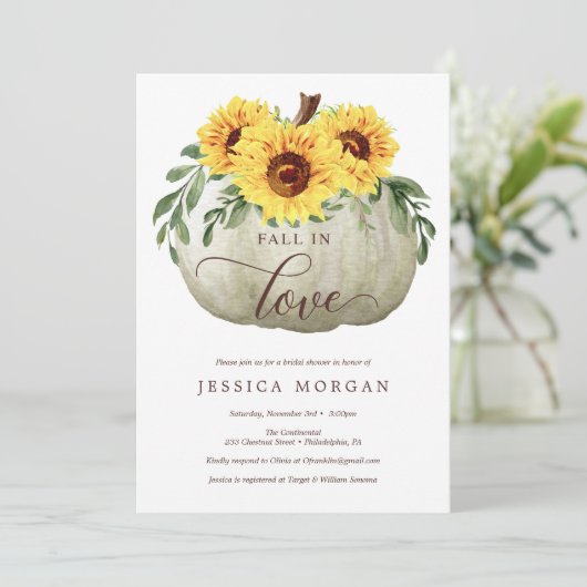 Herfst in Liefde Zonnebloemen Bruids Douche Uitnod Kaart (Staand voorkant)