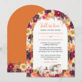 Herfst in liefdesherfst Floral Gold Arch Wedding Kaart (Voorkant / Achterkant)