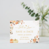 Herfst in liefdesherfst Gold Boho Floral Save the  Briefkaart (Staand voorkant)