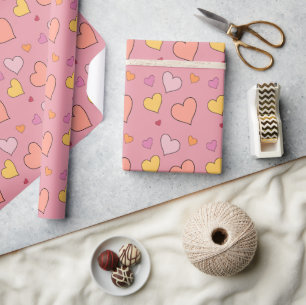 Herfst in liefdesherfst Harten Roze Geel Blush Cadeaupapier