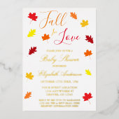 Herfst in liefdesherfst laat Baby shower over Folie Uitnodiging (Voorkant)