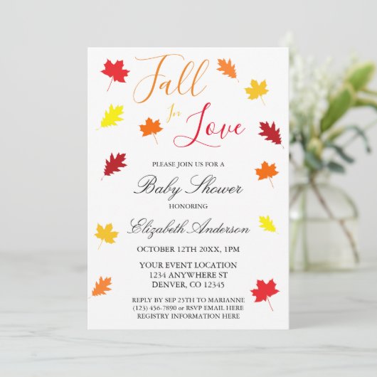 Herfst in liefdesherfst laat Baby shower over Kaart (Staand voorkant)